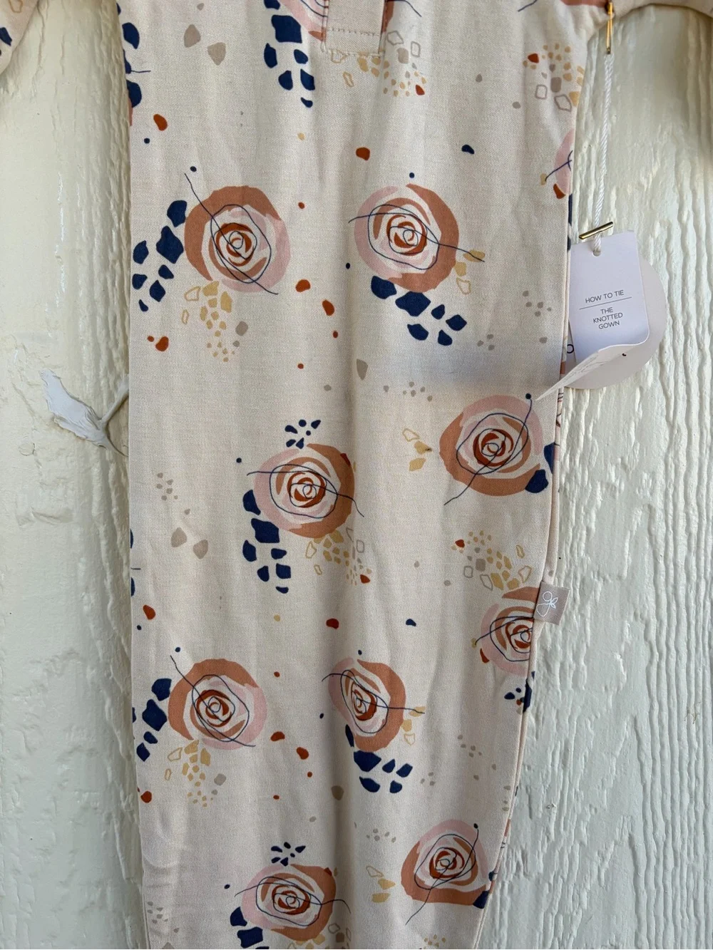 Kids Floral Sleep Gown - Cream with Rust Rose Print baby’s Girls Size NB
